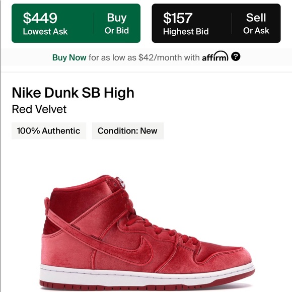 Nike Dunk High Red Velvet - Picture 2 of 5